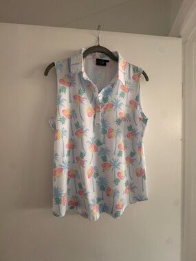 Sunday Swagger Women’s Golf Tank - Palm Print - Medium
